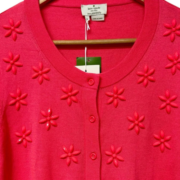 NWT Kate Spade Cardigan Sweater Havana Beaded
Floral Cluster - Picture 5 of 7